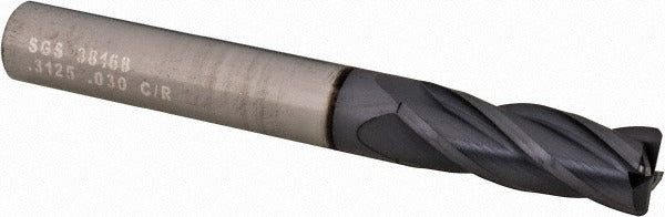 KYOCERA SGS PRECISION TOOLS Sgs 38168 Corner Radius End Mill 5/16 in 4 Flute Altin