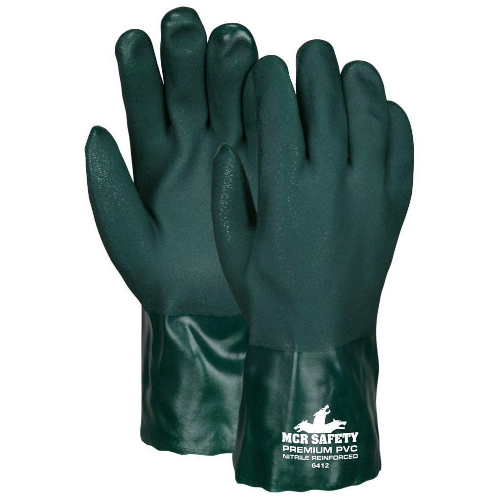 MCR SAFETY Mcr Safety 6412 Work Gloves Large Nitrile Jersey Green