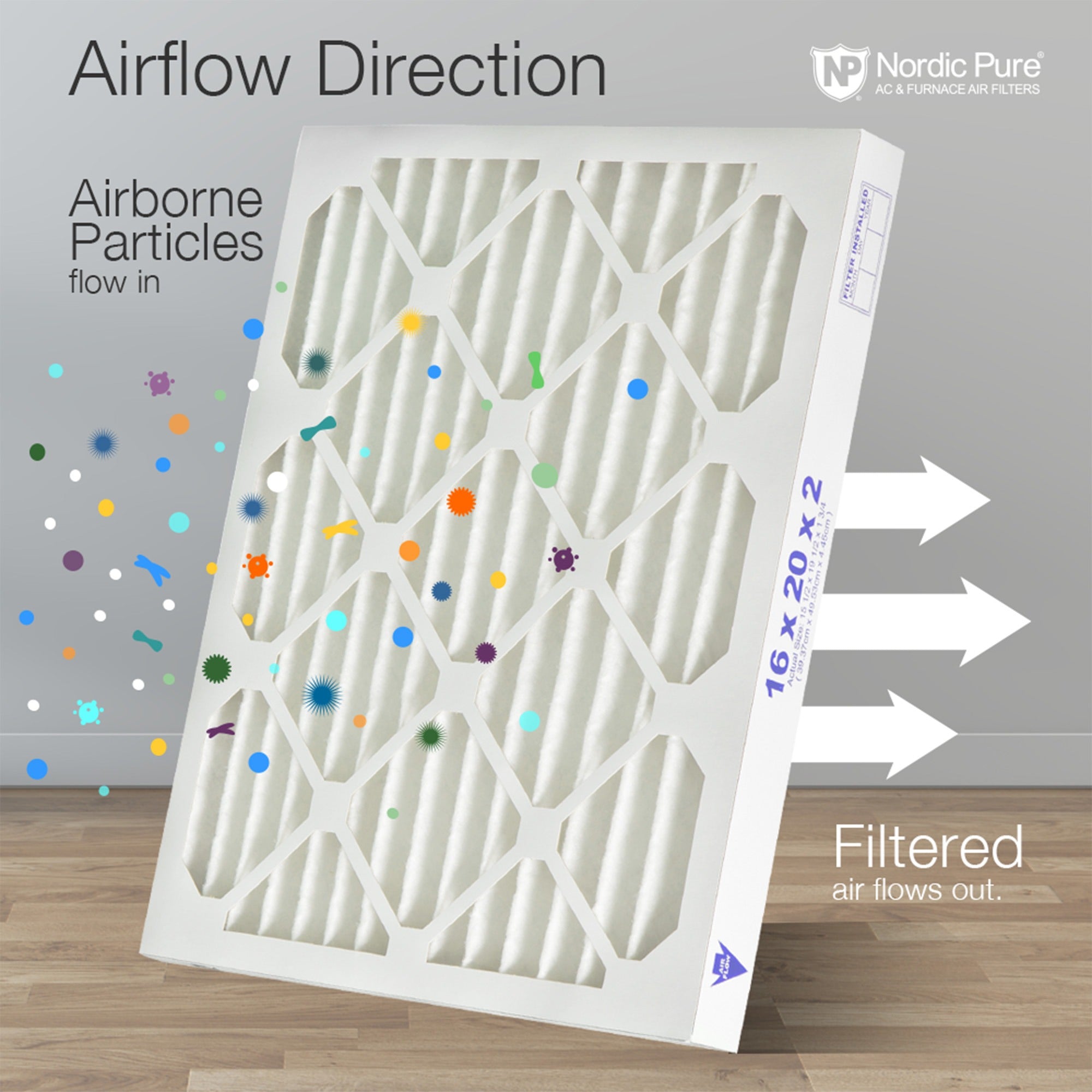 NORDIC PURE Nordic Pure 16x25x2M10-3 Merv 10 Pleated Air Filter 3 Pack
