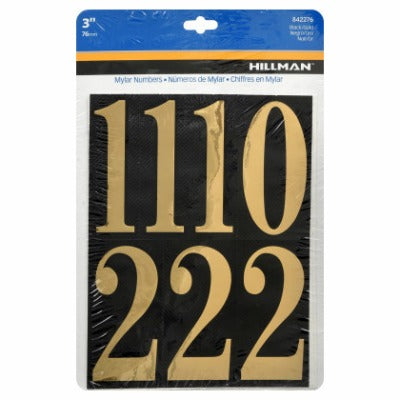 HILLMAN Hillman Fasteners 842276 Adhesive Number Set 3in Gold Black