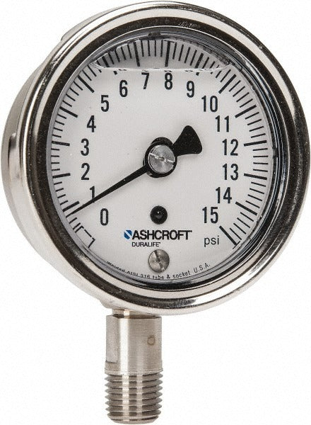 ASHCROFT Ashcroft 94473 Pressure Gauge 0-15 Psi 2.5in Dial Npt