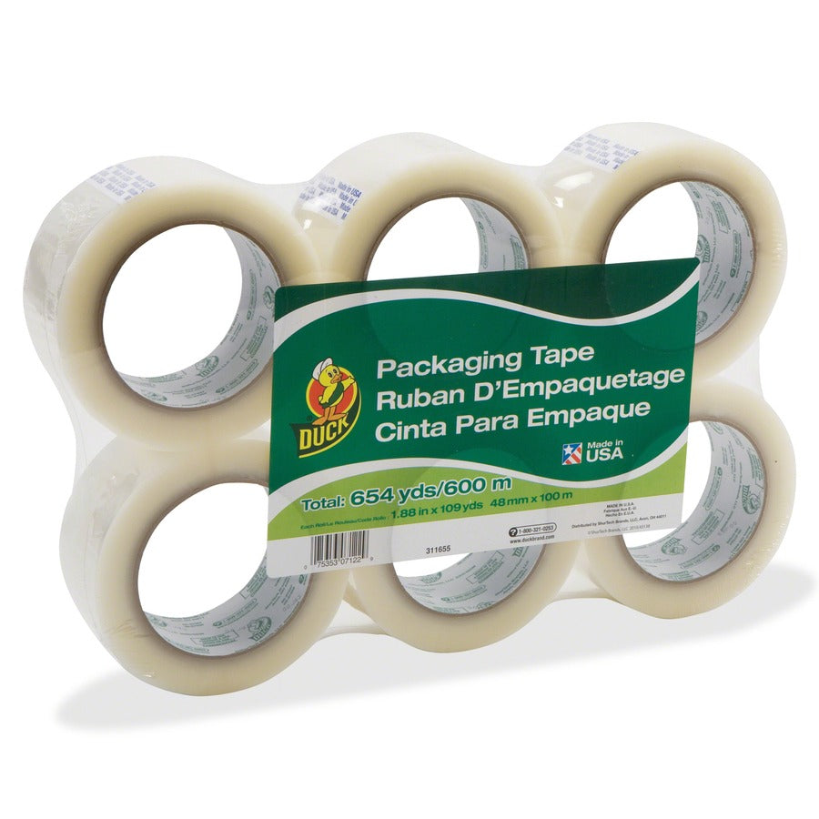 DUCK Duck DUC240054 Commercial Grade Packaging Tape (1.88 x 109 yds, 3 in core, 6 pack)