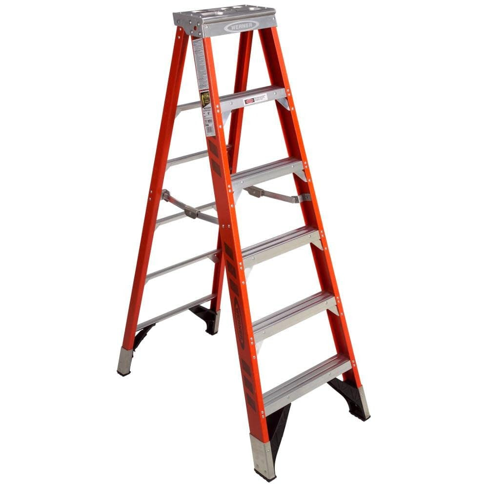 WERNER Werner 7406 Fiberglass Stepladder 375 Lb 6 Foot Type Iaa