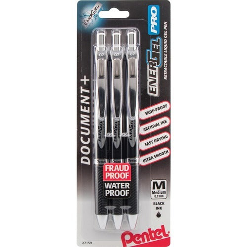PENTEL Pentel PENBLP77BP3A Retractable Gel Pen Black 0.7mm 3-pack