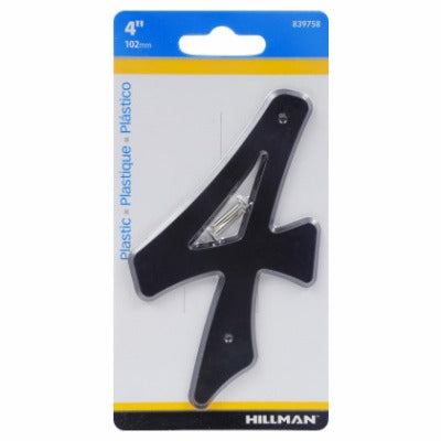 HILLMAN Hillman Fasteners 839758 Black Plastic House Number 4