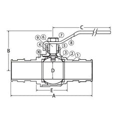 Jomar Valve 104-525PG 2-Piece Ball Valve With Handle 1 in Nominal PEX Replacement MPN