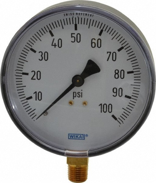 WIKA Wika 4256000 Pressure Gauge 4 in Dial 1/4 Npt 0-100 Psi