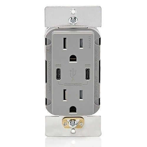 LEVITON Leviton Telcom T5636-G 15A Tr Receptacle Usb Type-c