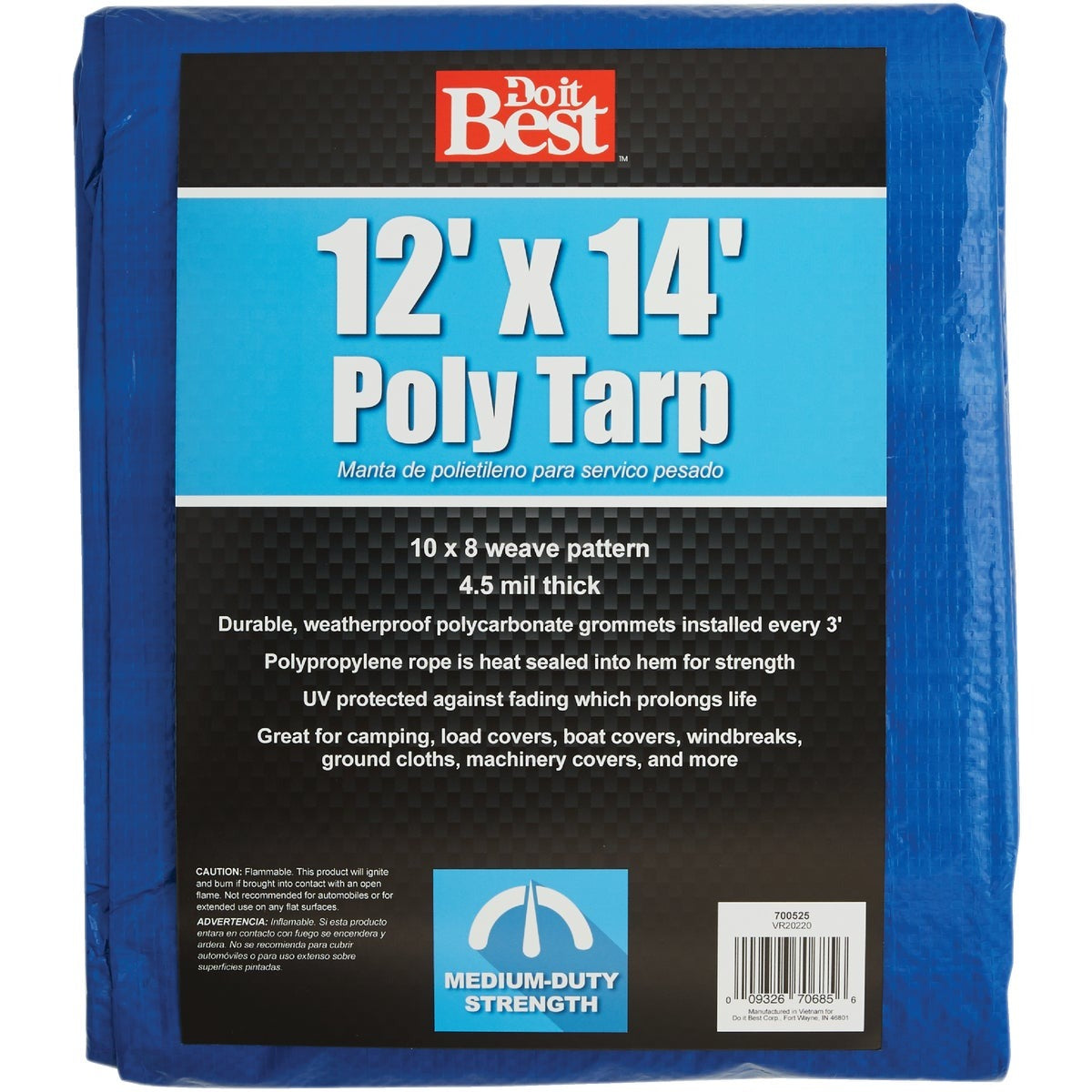 BSC PREFERRED Bsc Preferred 700525 Blue Medium Duty Tarp 12x14 Ft