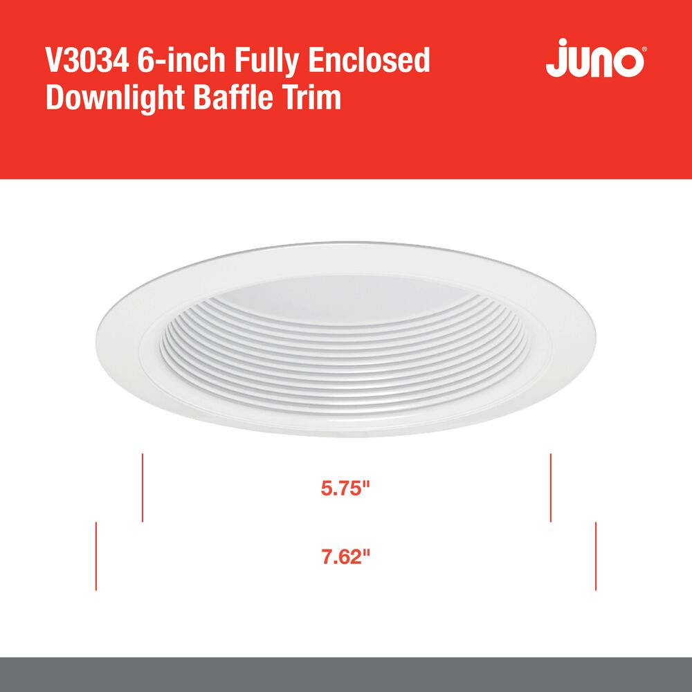 Juno V3034WWH 6 Inch Baffle Trim