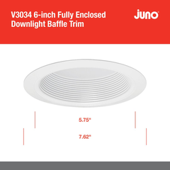 Juno V3034WWH 6 Inch Baffle Trim