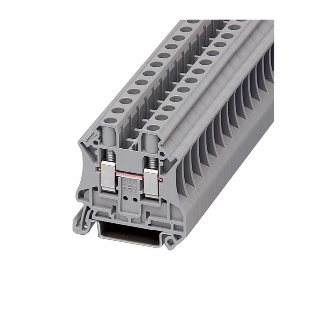 Eaton XBUT6 600 Volt 50 Amp 24 to 8 AWG Screw Terminal Gray Polyamide Standard Feed-Through Terminal Block