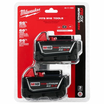 MILWAUKEE Milwaukee 48-11-1852 M18 Redlithium Xc 5.0ah Battery 2-pack