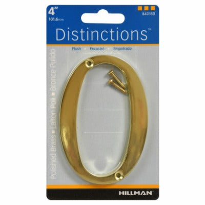 HILLMAN Hillman Fasteners 843150 Brass Flush Mount House Number 0