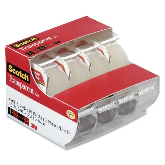 3M 3M MMM4184 Scotch Transparent Tape 0.75 in x 70.83 ft (4 Pack)