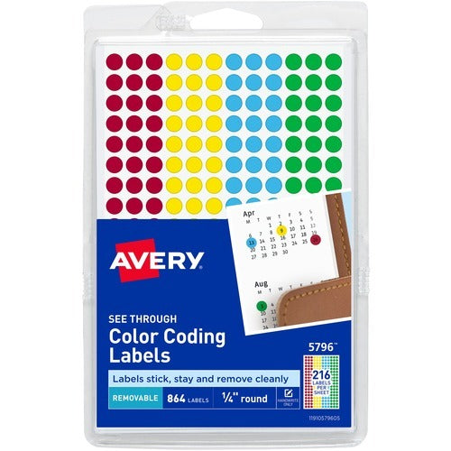 AVERY Avery AVE05796 Round Color-coding Labels Assorted 864pk