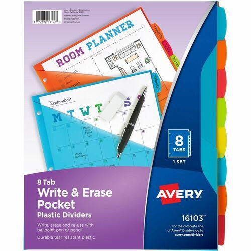 AVERY Avery AVE16103 Write-on Plastic Dividers 8-tab