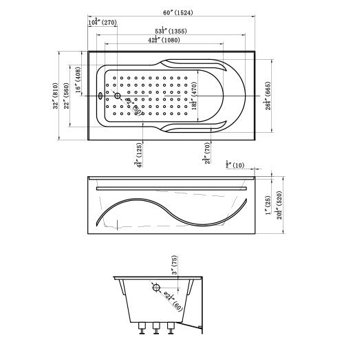 DAKOTA Dakota Plumbing Products DST-ALLC00W Alcove Soaker Bathtub