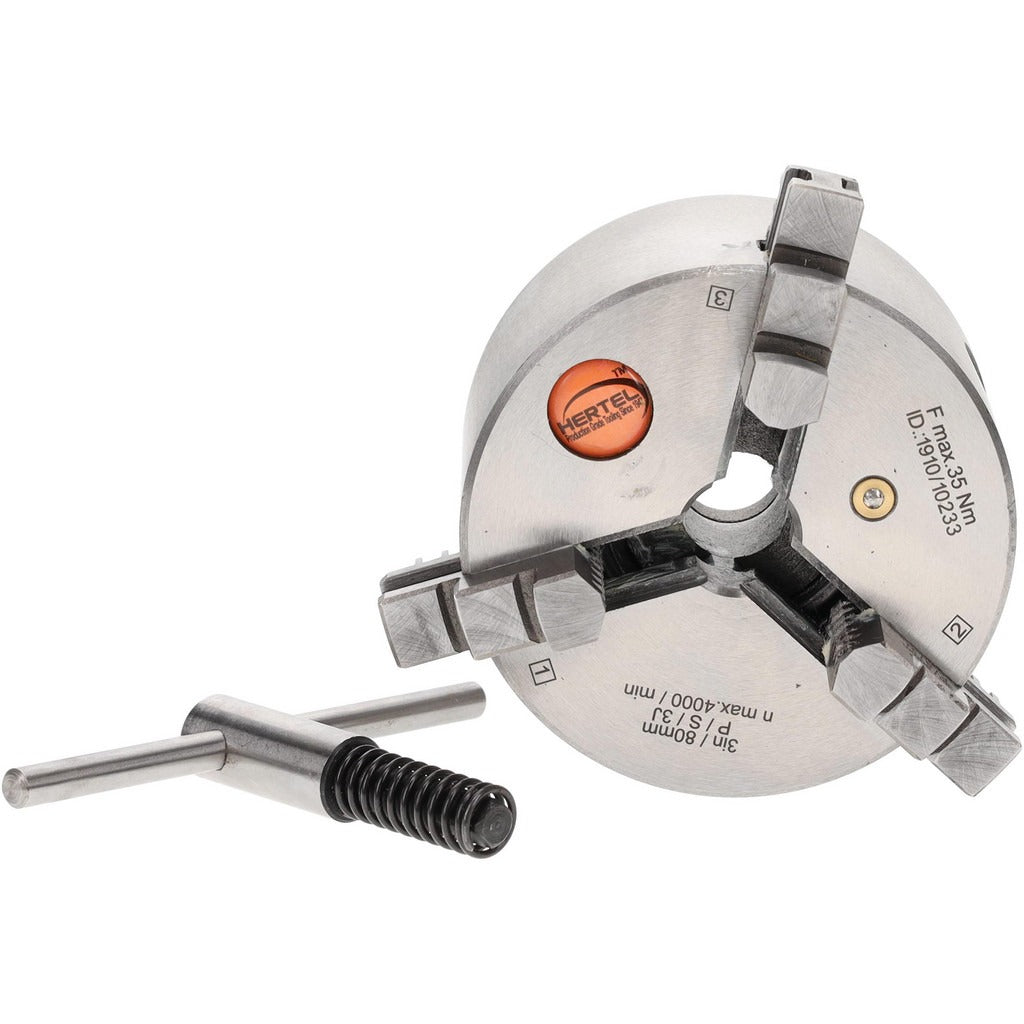 HERTEL Hertel 1-202-0300 3-jaw Lathe Chuck 3 Inch Plain Back
