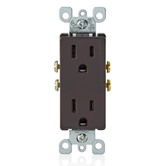 Leviton 5325 Duplex Grounding Straight Blade Receptacle 125 VAC 15 A 2 Poles 3 Wires 5-15R