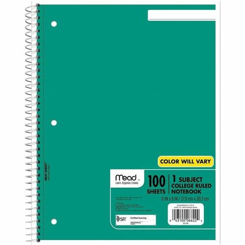MEAD Bsc Preferred MEA06622 Spiral Notebook 100 Sheets