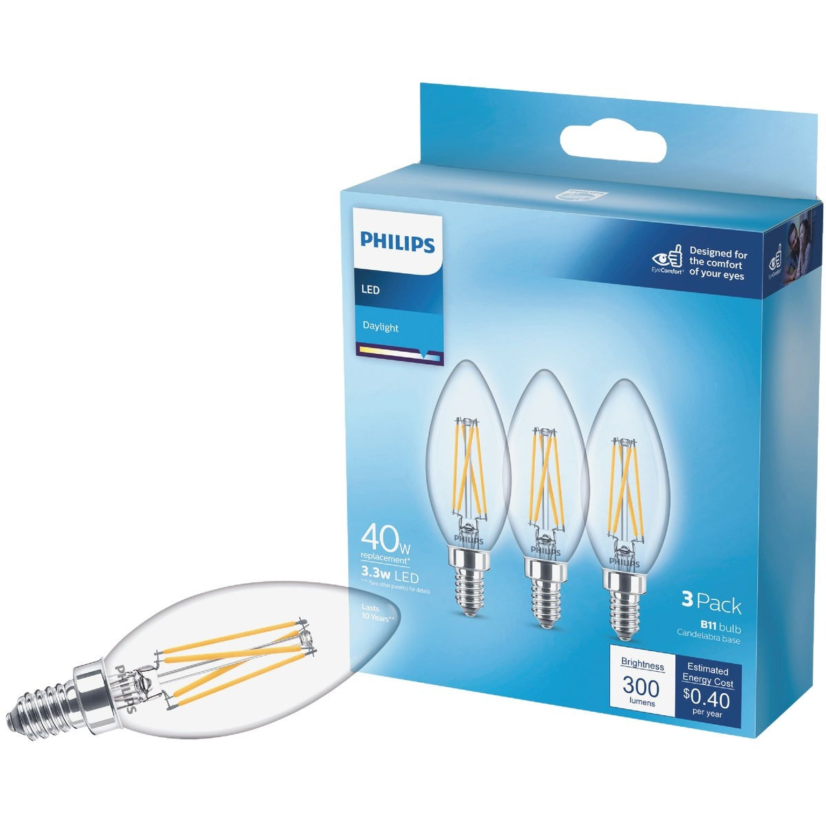 PHILIPS Philips 567388 B11 Led Candelabra Bulb 40W 3-pack