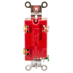 Hubbell HBL1221PL 20 Amp 120/277 VAC 1-Pole Red Toggle Switch