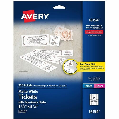 AVERY Avery AVE16154 Raffle Tickets Tear-away Stubs 200 Pack
