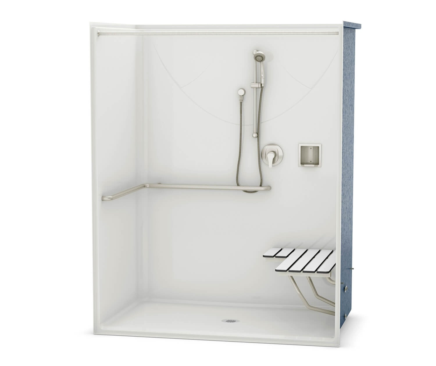 AKER AKER OPS-6036-RS Alcove One-Piece Shower ADA Seat White