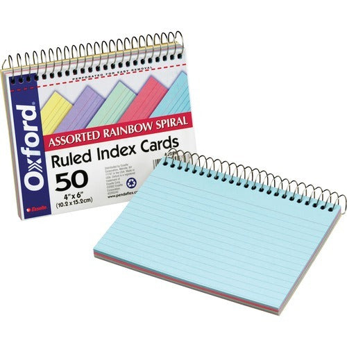 OXFORD Oxford OXF40286 Spiral Bound Index Cards 4x6 Ruled