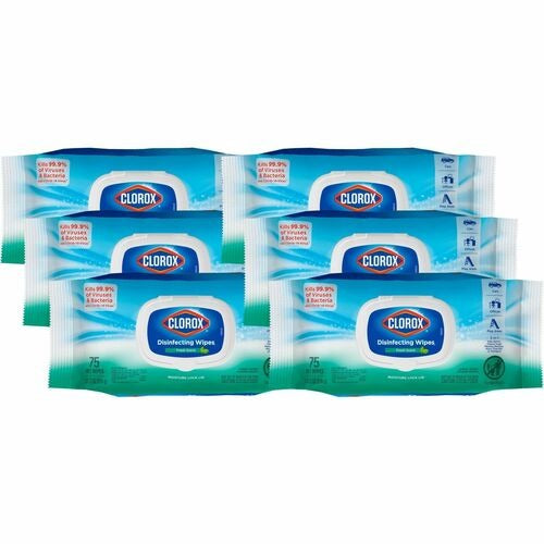 CLOROX Clorox CLO31430CT Disinfecting Wipes Flex Pack 6 Ct