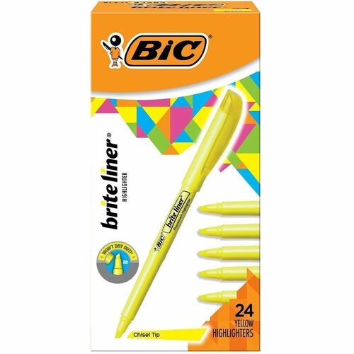 BIC Bic BICBL241YW Brite Liner Highlighters Box of 24