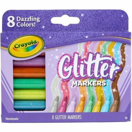 CRAYOLA Crayola CYO588643 Glitter Markers 8 Count Bullet Tip