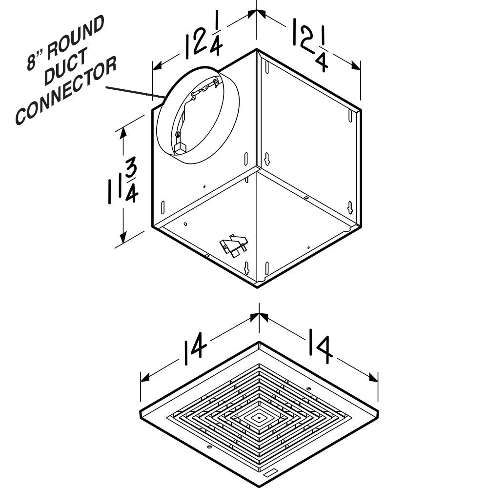 BROAN-NUTONE Broan-Nutone L150E Hi-Capacity Ceiling Mount Ventilation Fan 200 CFM (8 inches Duct)