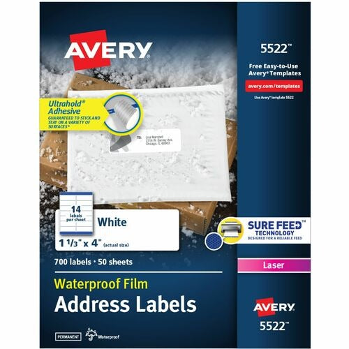AVERY Avery AVE5522 Weatherproof Mailing Labels 1.33x4 in 700-pack