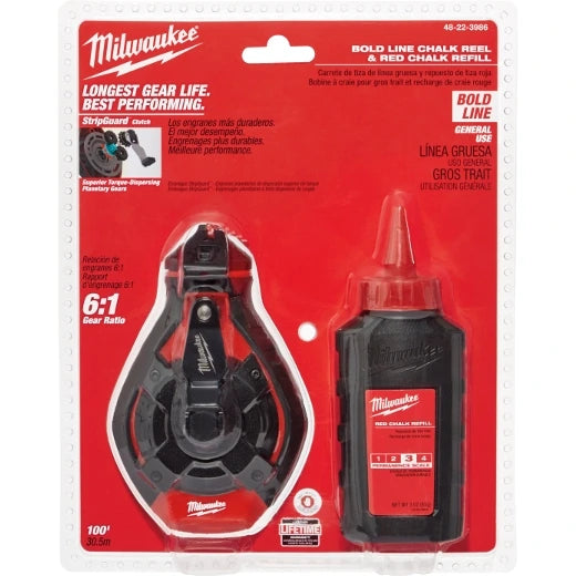 MILWAUKEE Milwaukee 48-22-3986 100 Ft Red Chalk Line Kit