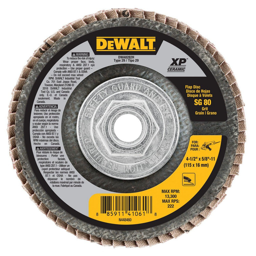 DEWALT Dewalt DWA8282H Flap Disc 80 Grit Ceramic Type 29 4.5 in