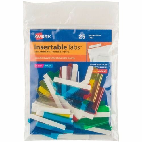 AVERY Avery AVE16228 Plastic Index Tabs Printable 25 Pack