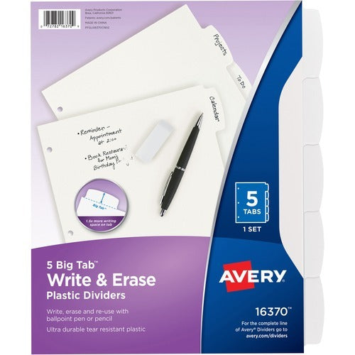 AVERY Avery AVE16370 Write-on Tab Dividers 5 Tab Set of 5