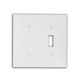 Leviton 80706-W 2-Gang 1-Toggle 1-Blank Device Standard Size Nylon Box Mount White Combination Wallplate