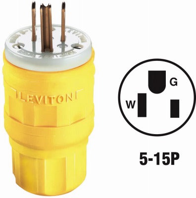 LEVITON Leviton Mfg Co 173-14W47-000 Watertight Plug 15A IP67
