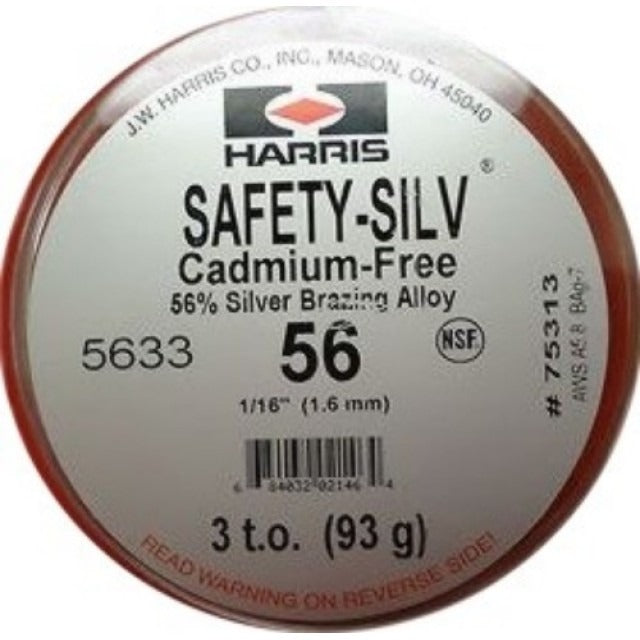 JW HARRIS JW HARRIS 5633 Safety-Silv 56 High-Silver Brazing Alloy 1/16