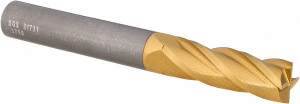 KYOCERA SGS PRECISION TOOLS Sgs 31731 Square End Mill 3/8 in 4 Flute Solid Carbide Tin