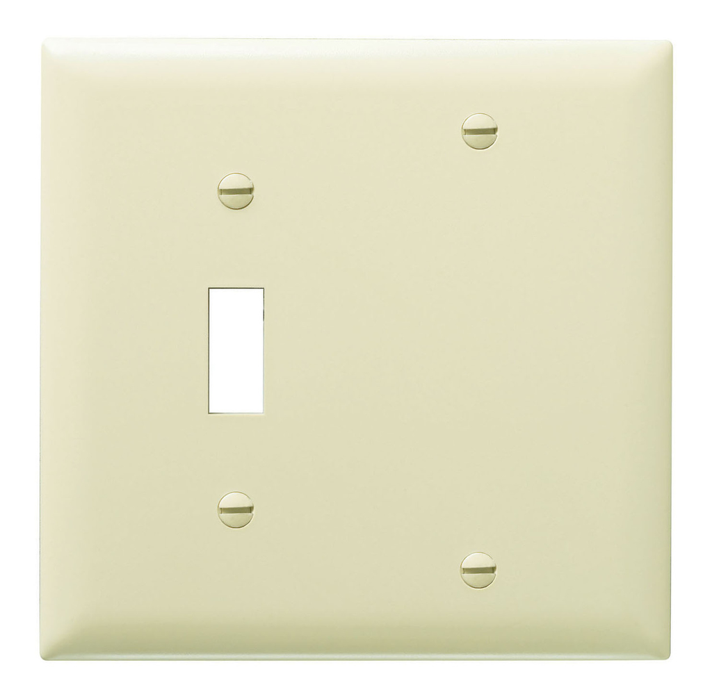 Legrand TP113I Pass & Seymour TP113-I 2Gang Wall Plate Toggle Switch / Blank Nylon Standard Ivory