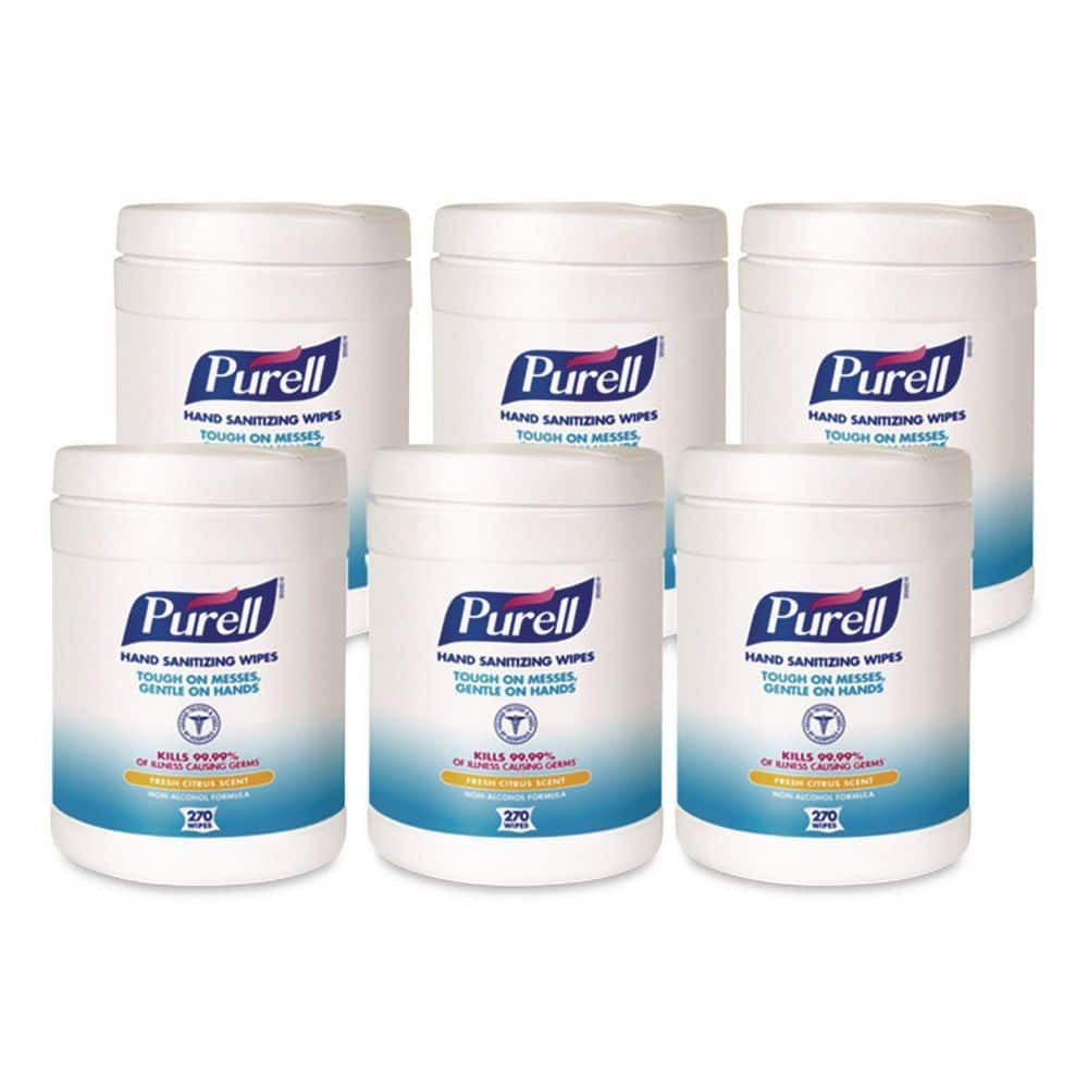 GOJO Gojo GOJ911306CT Sanitizing Wipes (6 x 6-3/4 in, 270 per canister, 6 per carton)