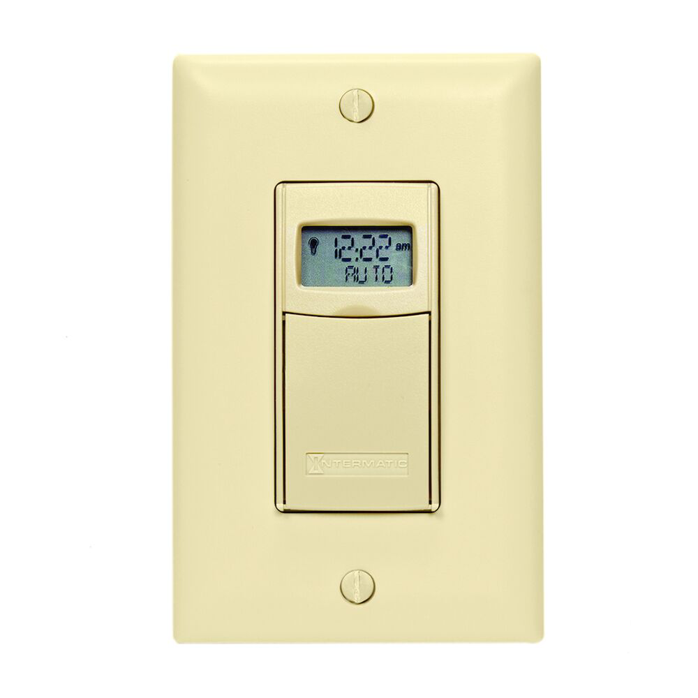 Intermatic EI600C 7-Day 120 to 277 VAC 12 to 28 VDC 1-Pole 3-Way Ivory Digital In-Wall Timer