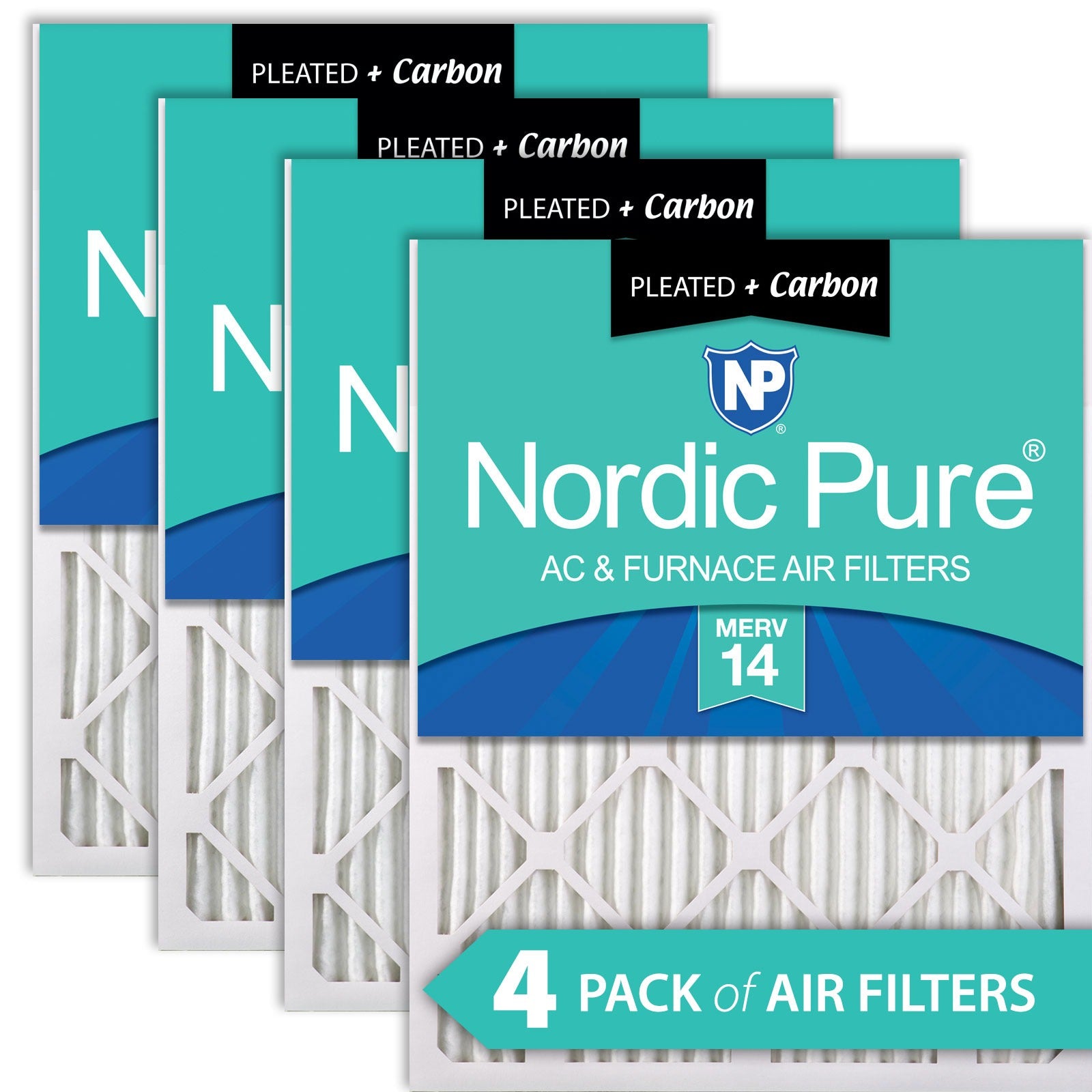 NORDIC PURE Nordic Pure 16x24x1M14+C-4 Merv 14 Carbon Air Filter 4pk