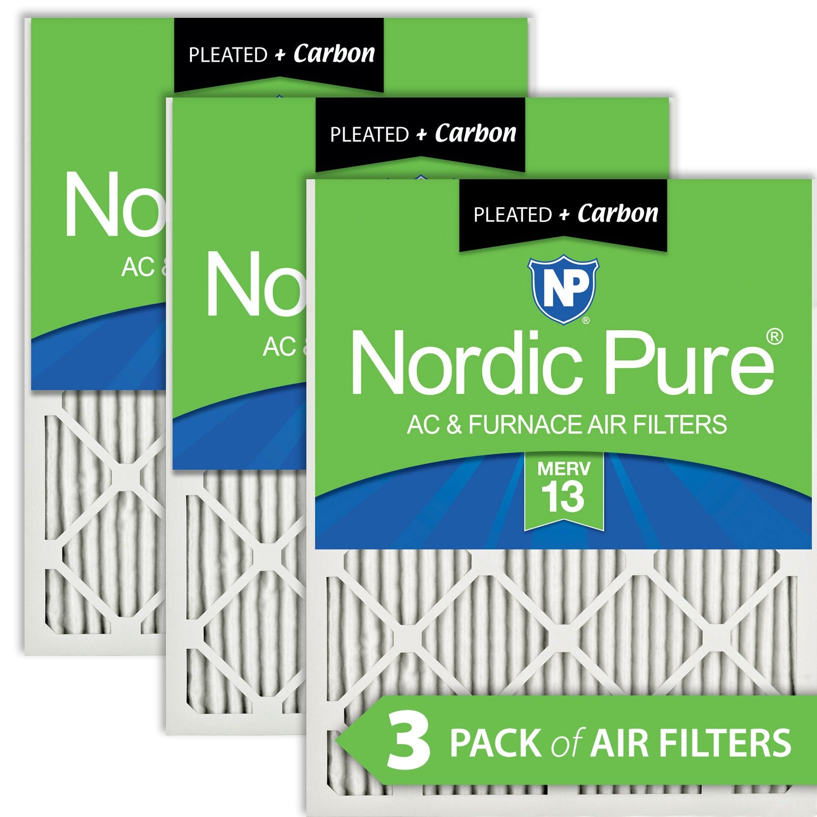NORDIC PURE Nordic Pure 18x18x1M13+C-3 Merv 13 Plus Carbon Filter 3 Pack