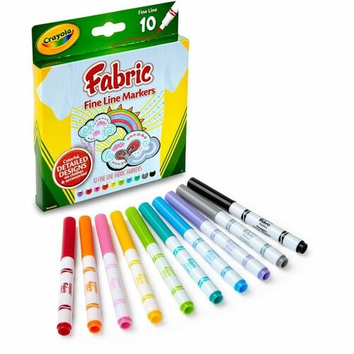 CRAYOLA Crayola CYO588626 Fabric Markers Fine Tip 10 Count