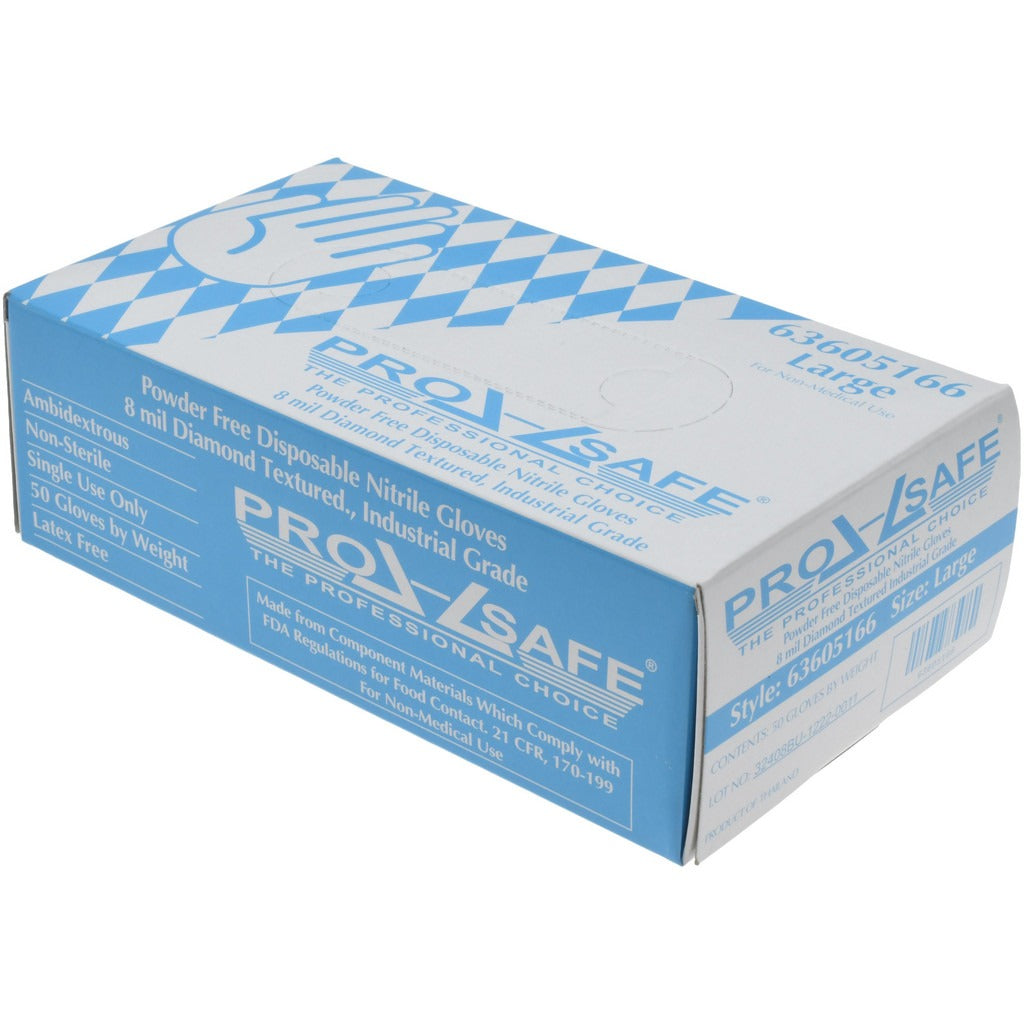 PRO-SAFE Pro-safe GL6BLD-8PFL Nitrile Gloves 8 Mil Large 50 Pack